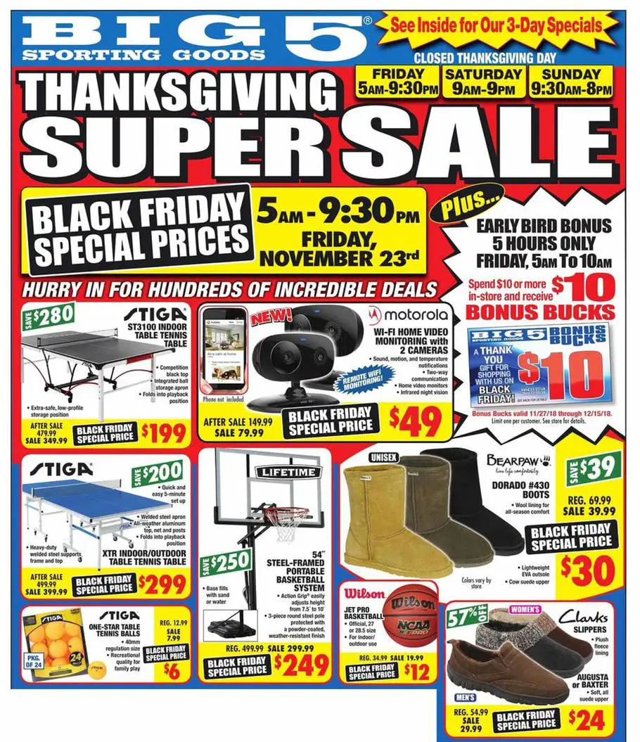 Big 5 Sporting Goods Black Friday Ad Scan 2018