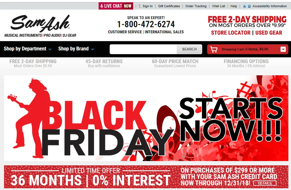 Sam Ash Black Friday Deals 2018