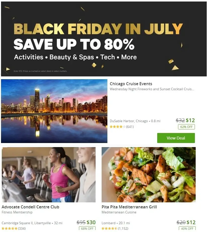 Groupon Black Friday in July 2019 Deals