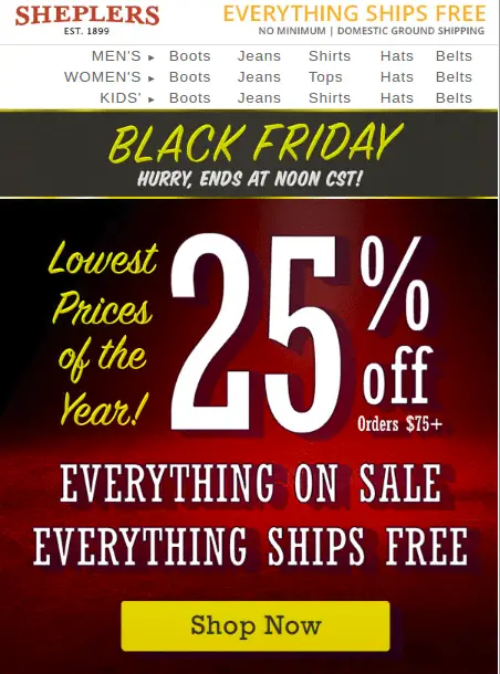 sheplers black friday sale 2019