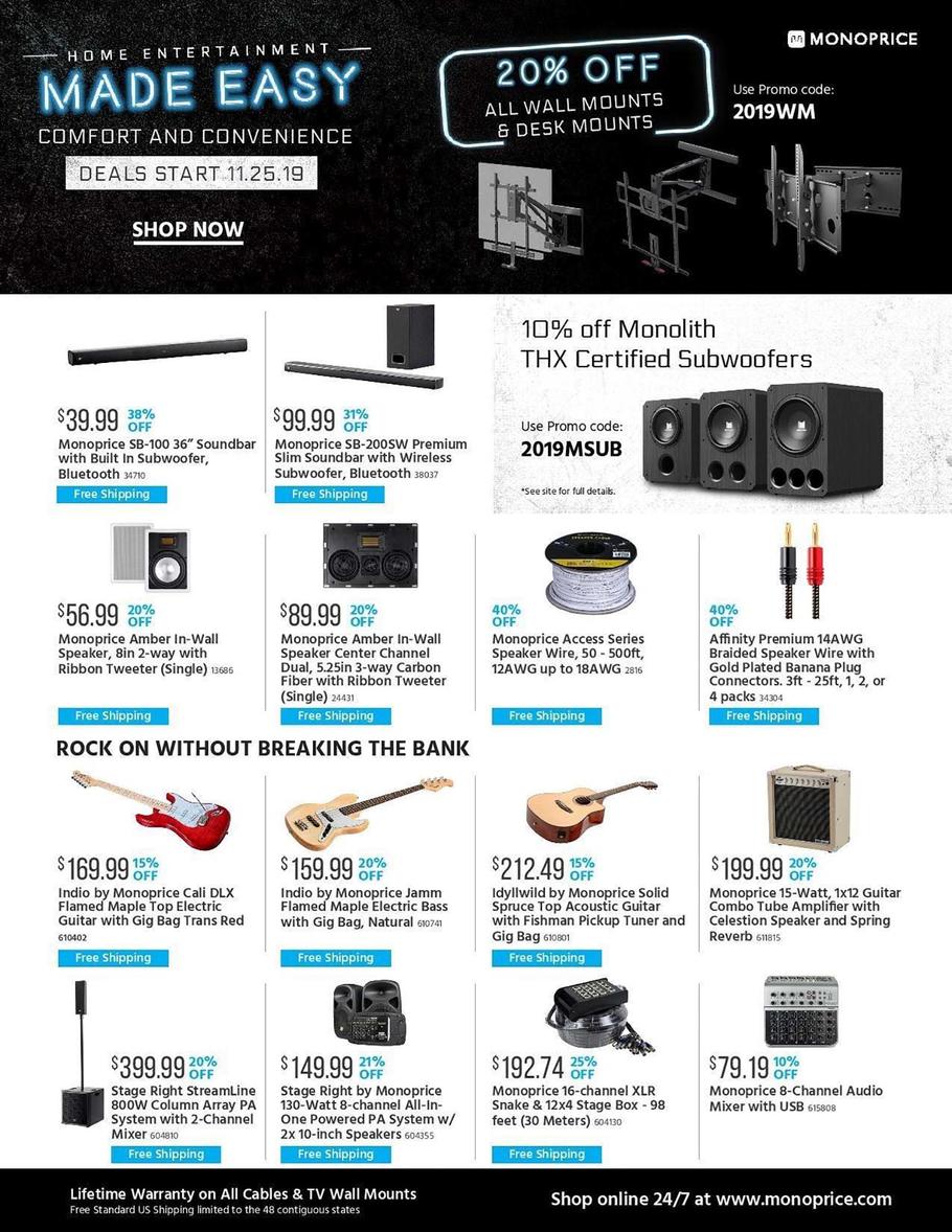 Monoprice Black Friday 2019 Ad Scan