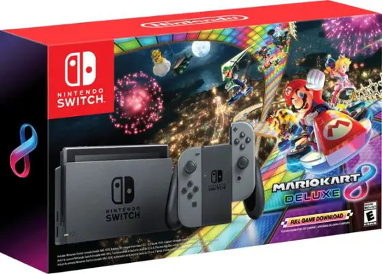 Nintendo - Switch with Mario Kart 8 Deluxe Console Bundle - Gray Joy-Con